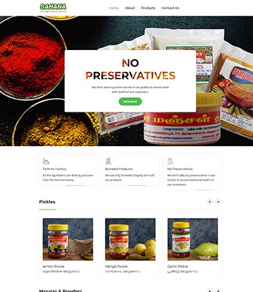 Sahana Products Website